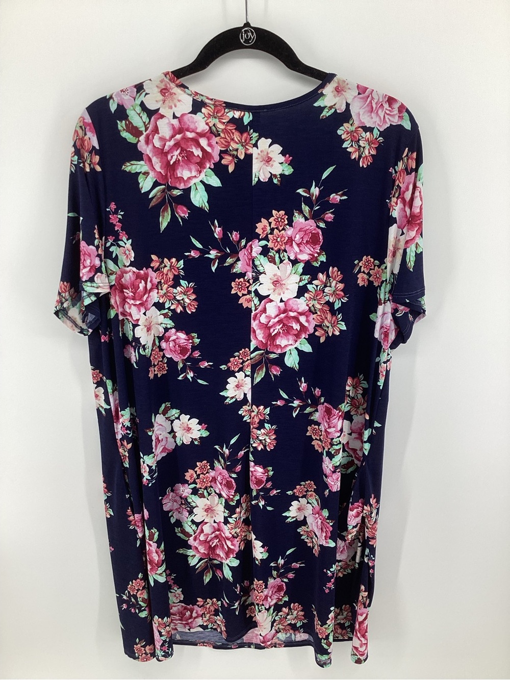 Honeyme Navy Floral Crisscross Midi Dress with Pink Blooms - Picture 3 of 5